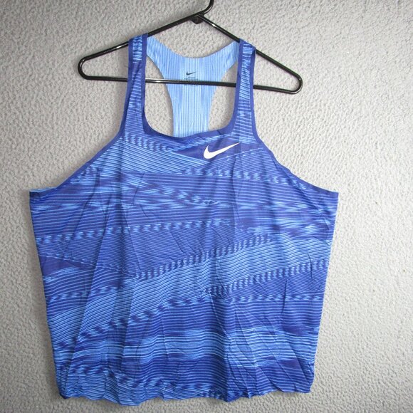 NIKE PRO ELITE 2019 WOMEN'S TANK TOP SINGLET TRACK BLUE 3XL XXXL POLYESTER - Picture 1 of 3